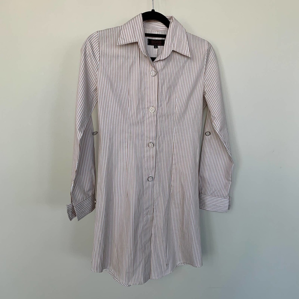 Boss Button-Up Striped Shirt Dress Size S🌼
